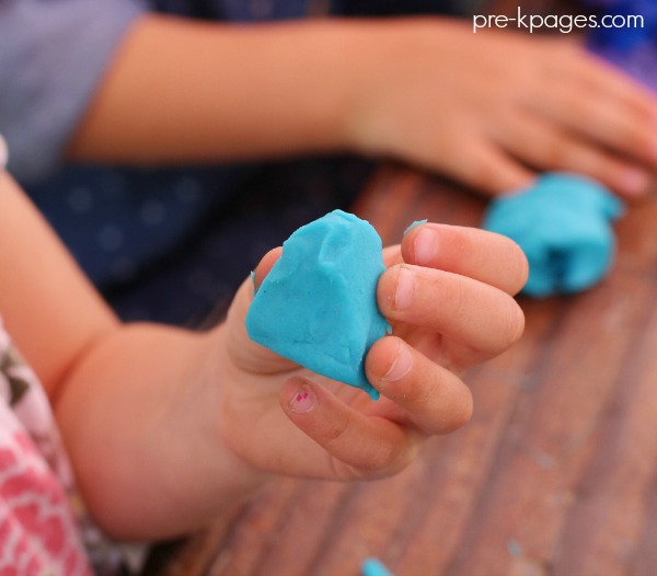 Playing with Play Dough in Preschool