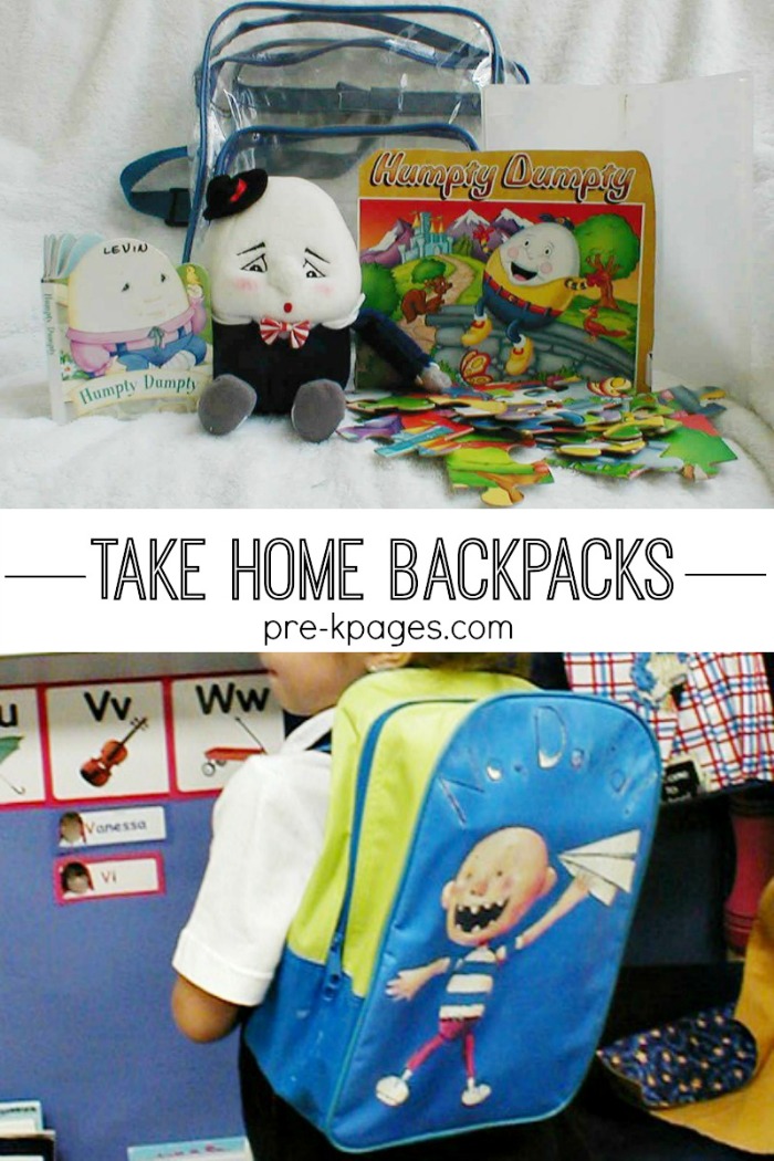 Preschool and Kindergarten Take Home Bags