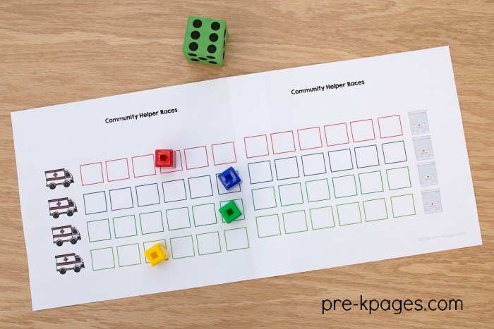 Community Helper Printable 4 Player Board Game