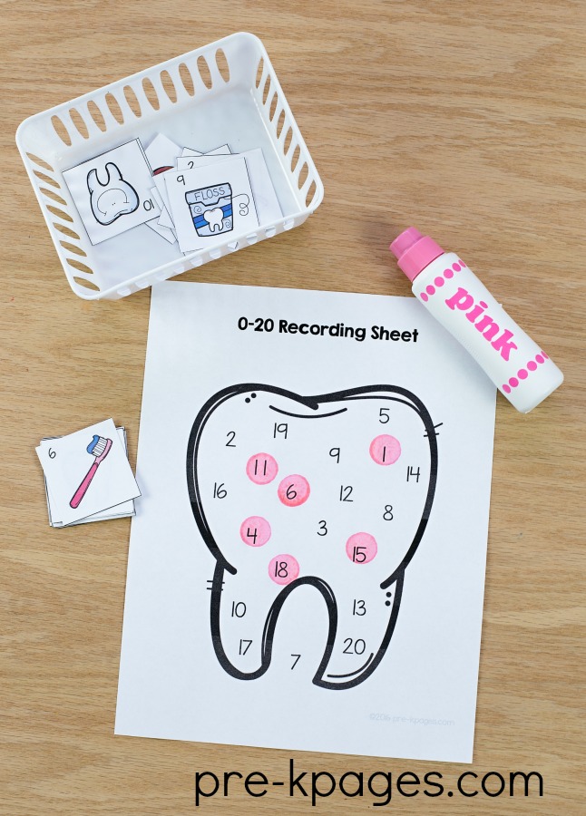 Printable Dental Health Number Game for Preschool