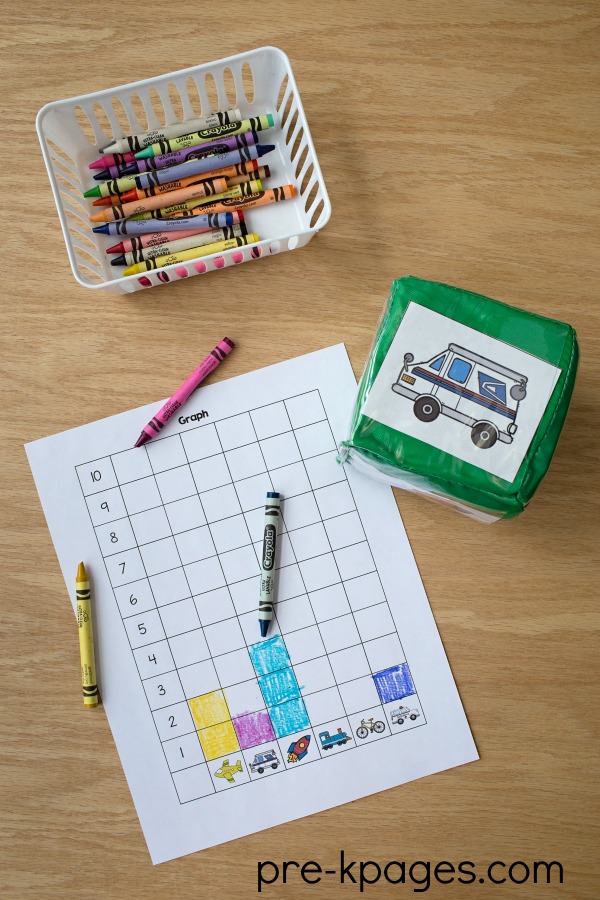 Druckbare Transportwesen Diagramm-Aktivität für Vorschule und Kindergarten