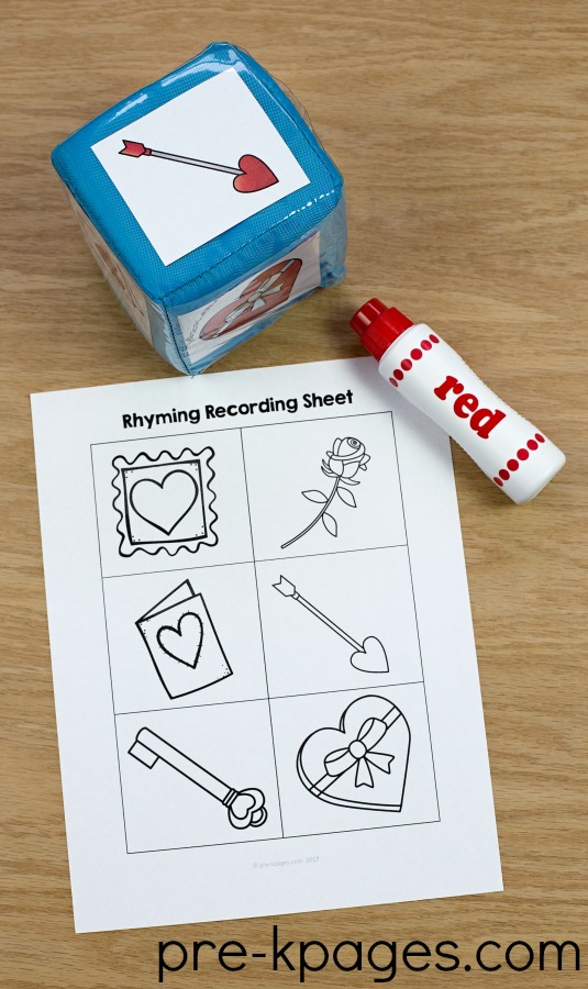 tulostettava Valentine Rhyming Activity