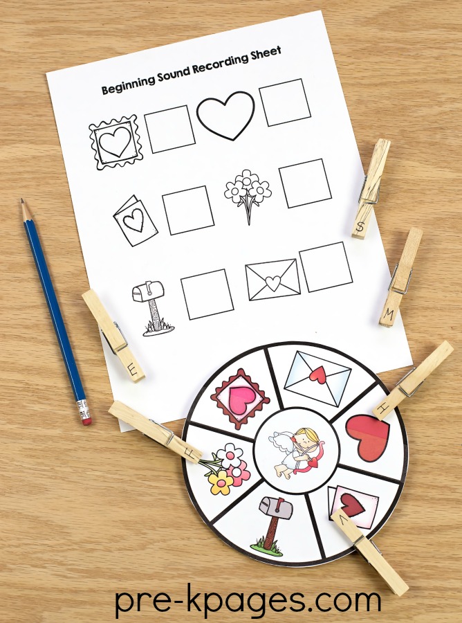Printable Valentines Day Beginning Sounds Activity