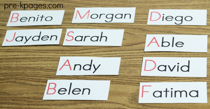 Name Chart For Preschoolers