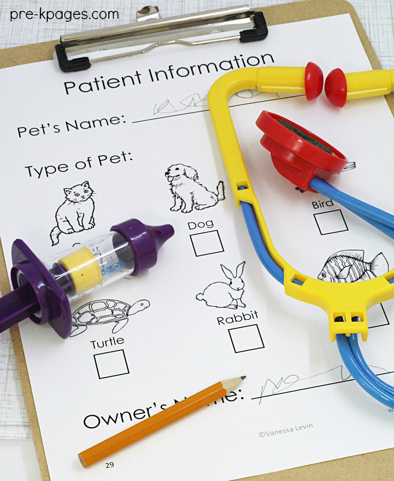 Dramatic Play Veterinarian's Office Printables