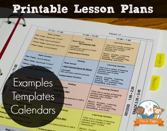 Printable Lesson Plans For Preschool Pre K And Kindergarten