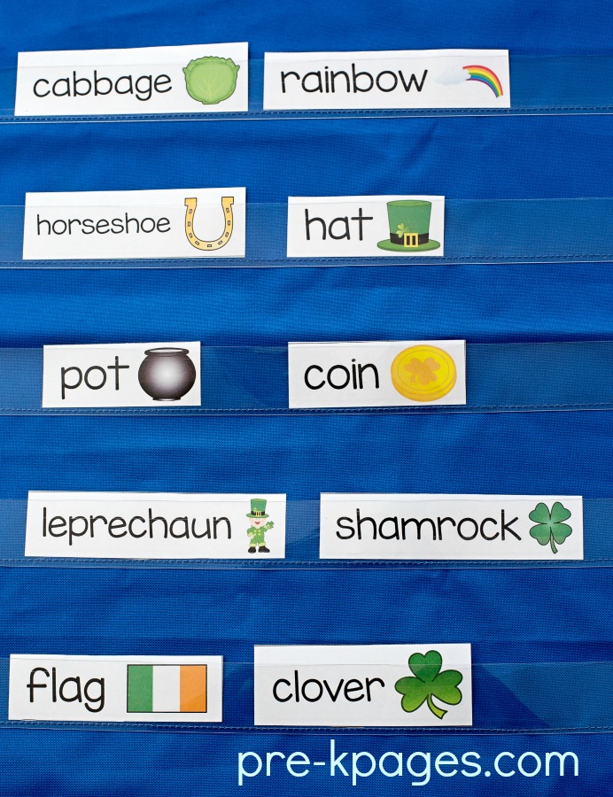 St Patricks Day Printable Vocabulary Word Cards