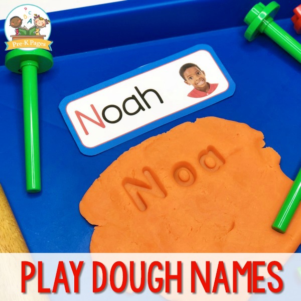 Name Stamping Playdough Activity