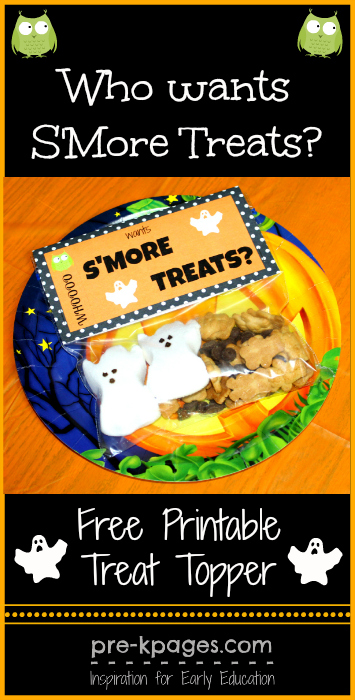 Free Printable Halloween S'mores Treat Bag Topper