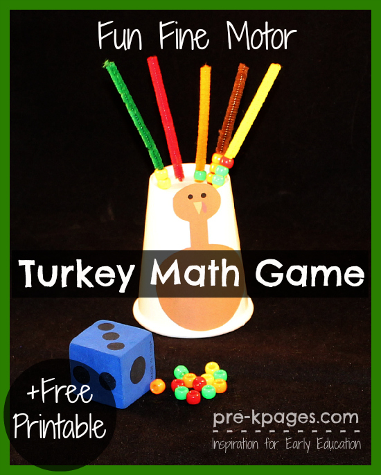 Fine Motor Turkey Math Game + Free Printable