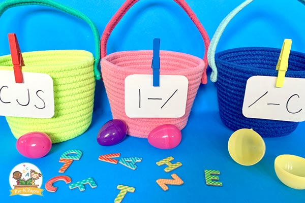 Learning Letters with Plastic Easter Eggs in Preschool