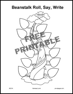 Jack and the Beanstalk Roll, Say, and Write Free Printable