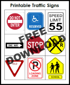 Free Printable Traffic Signs for Block Center