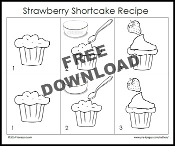 Cock-a-Doodle Doo Little Red Hen Book Activity: Free Printable Picture Recipe for Strawberry Shortcake Snack