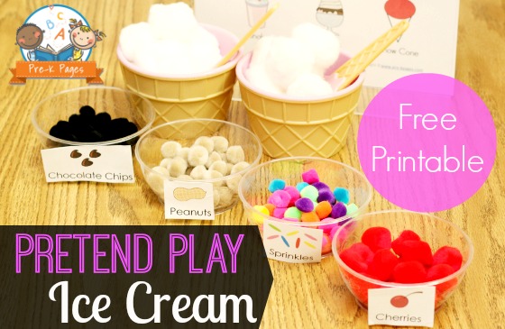 for resources free printable toddlers Play Ice Cream Toppings Pretend Printable