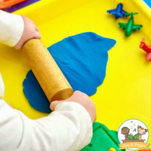 play dough with rolling pin