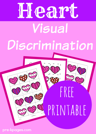 heart visual discrimination printable