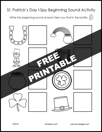 Printable Beginning Sounds Activity for St. Patrick's Day