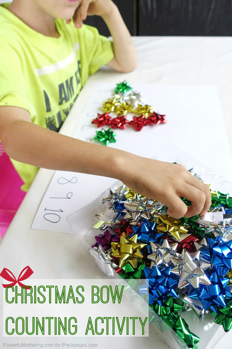 Christmas bow counting for preschool
