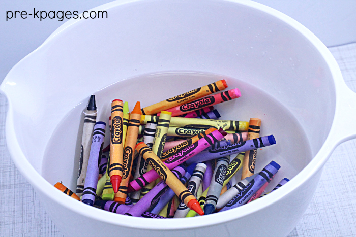 Soak Crayons to Remove Wrappers