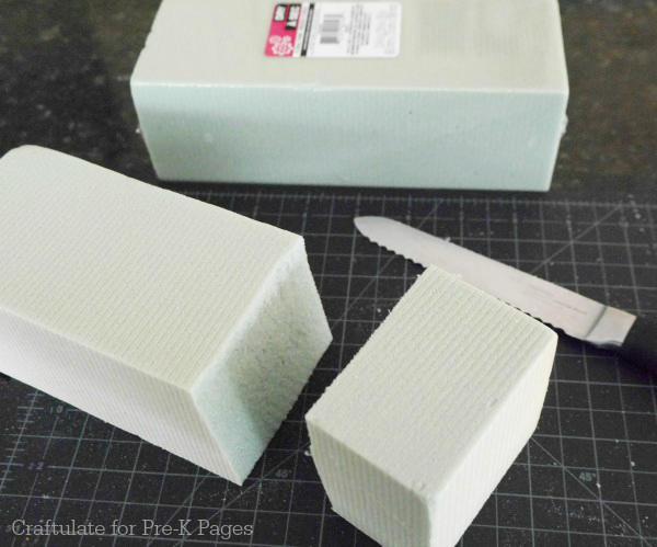 foam blocks cut for paw print stampers
