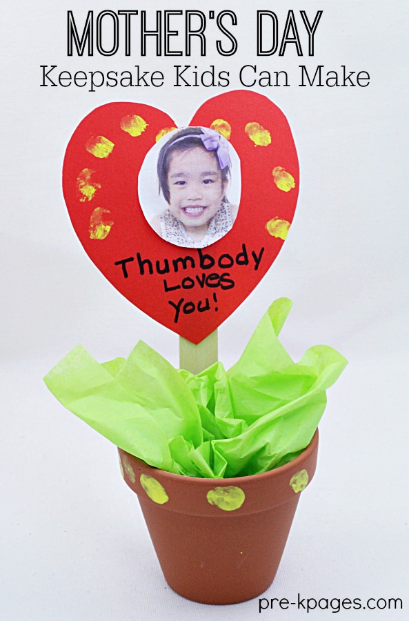 Mother's Day Thumbprint Keepsake Kids Can Make - Pre-K Pages