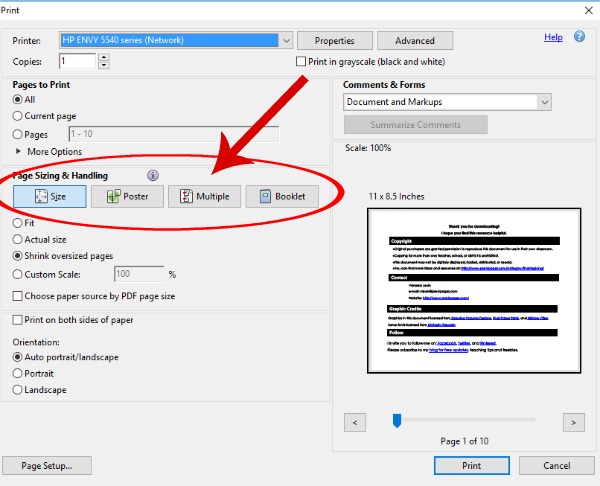 pdf shrink sheets to same size