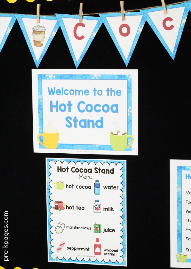 Hot Chocolate Pretend Play Printables for Preschool