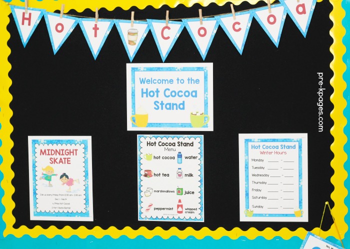 Hot Cocoa Dramatic Play Printables for Preschool and Kindergarten