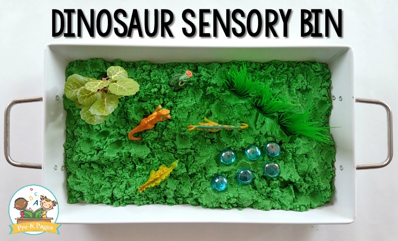 Dinosaur Sensory Bin Kinetic Sand Recipe