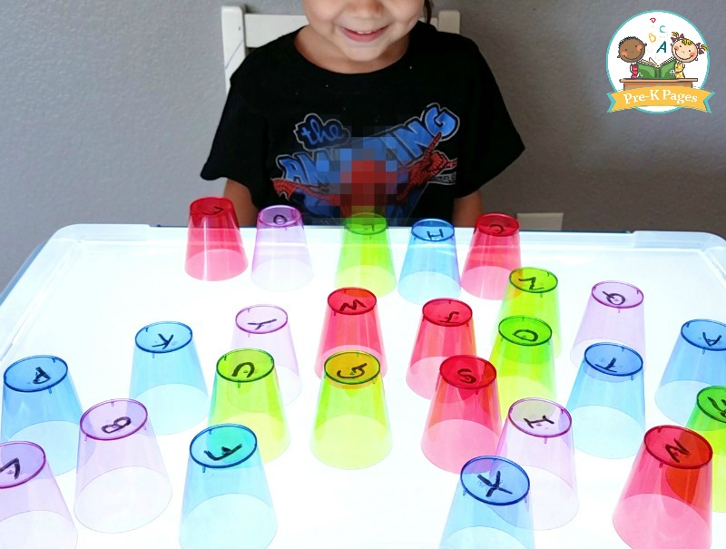 Playing with Cups on the Light Table