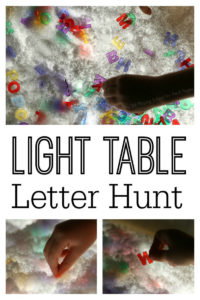 light table letter hunt for preschool