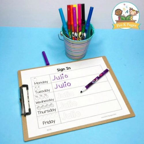 Sign In Area Daily Sign In Sheets for Your Preschool Classroom - Pre-K Pages