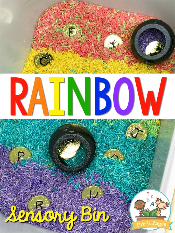 How to Make a Rainbow Rice Sensory Bin for Preschool