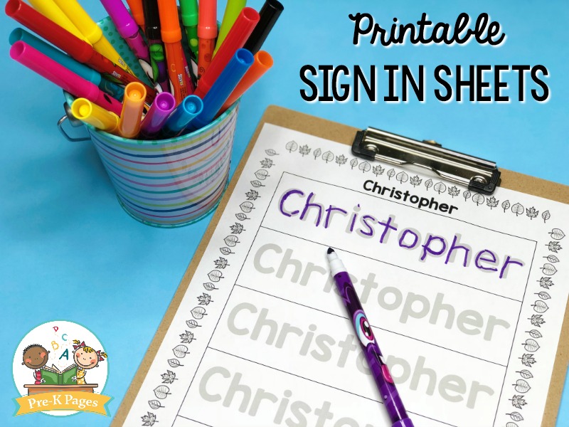 Printable Sign In Sheets for Preschool