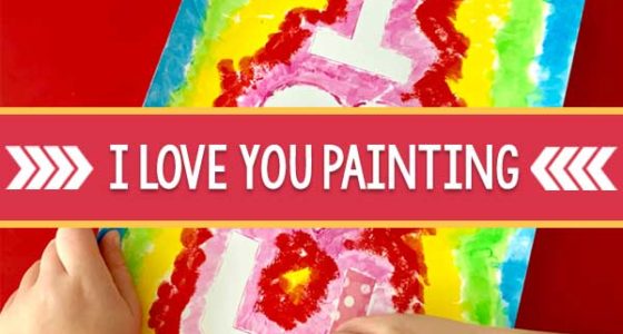 Tape Resist Painting for Preschool: I Love You