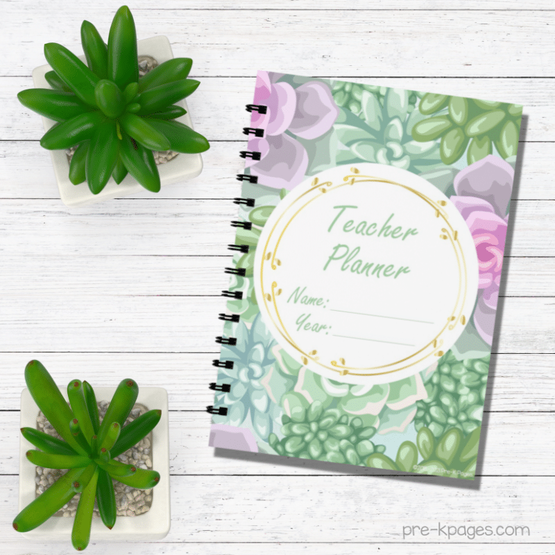 Printable Succulent Theme Teacher Planner