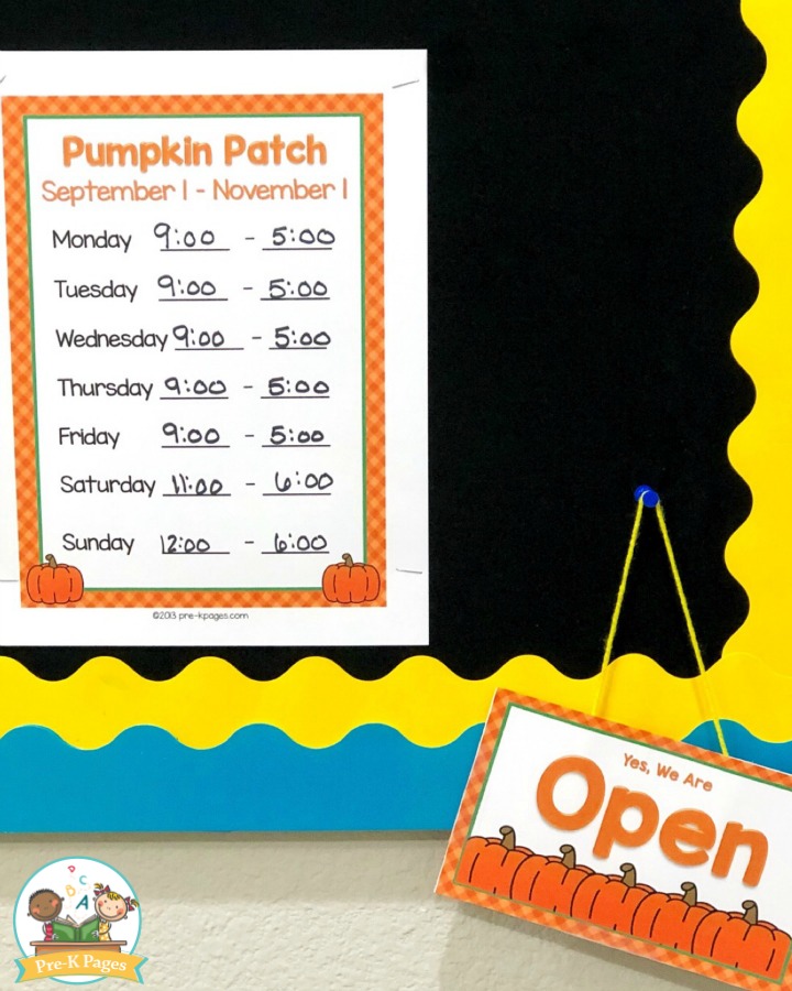 Pumpkin Patch Dramatic Play Printables Free