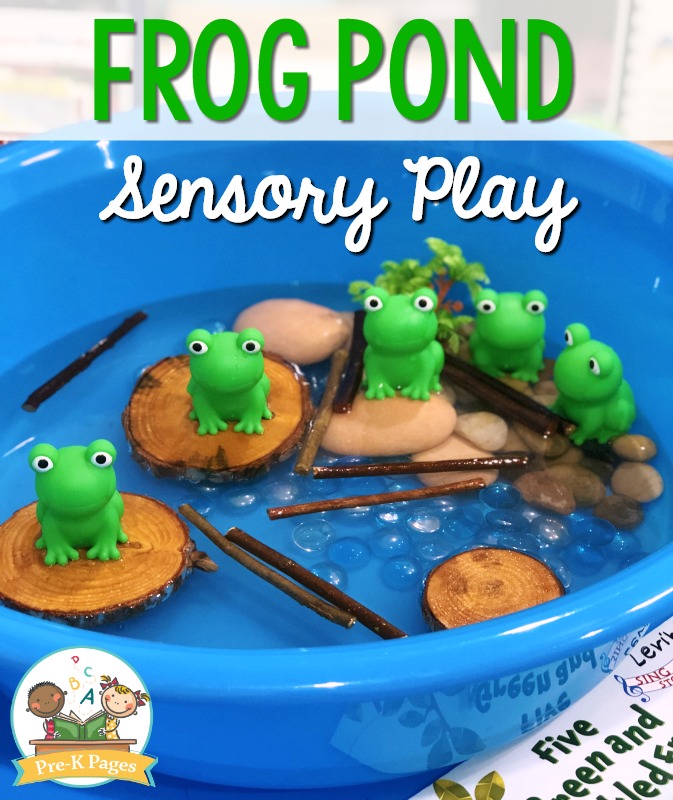 Pond Theme Sensory Bin with Frogs