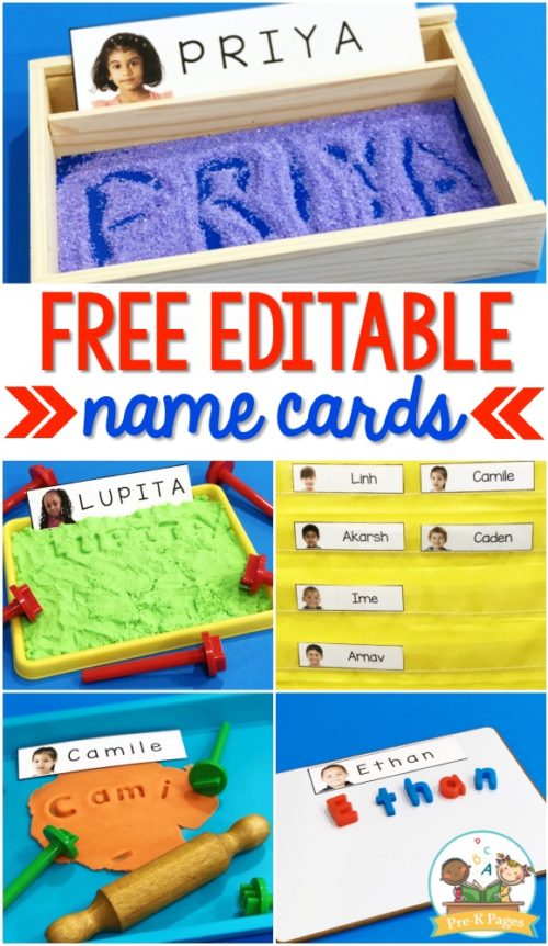 Editable Name Cards with Student Pictures PreK Pages