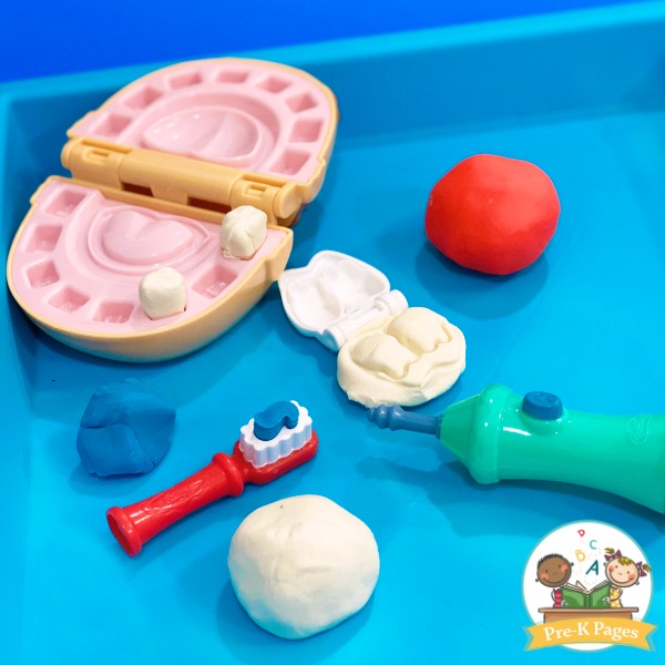 Making Teeth with White Play Dough
