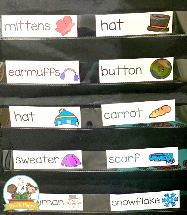 Winter Theme Word Cards Pocket Chart