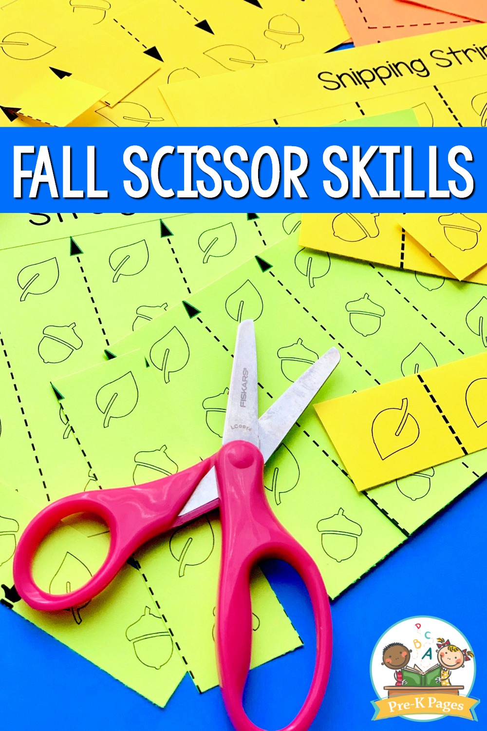 Fall Fine Motor Skills Scissor Cutting Practice PreK Pages