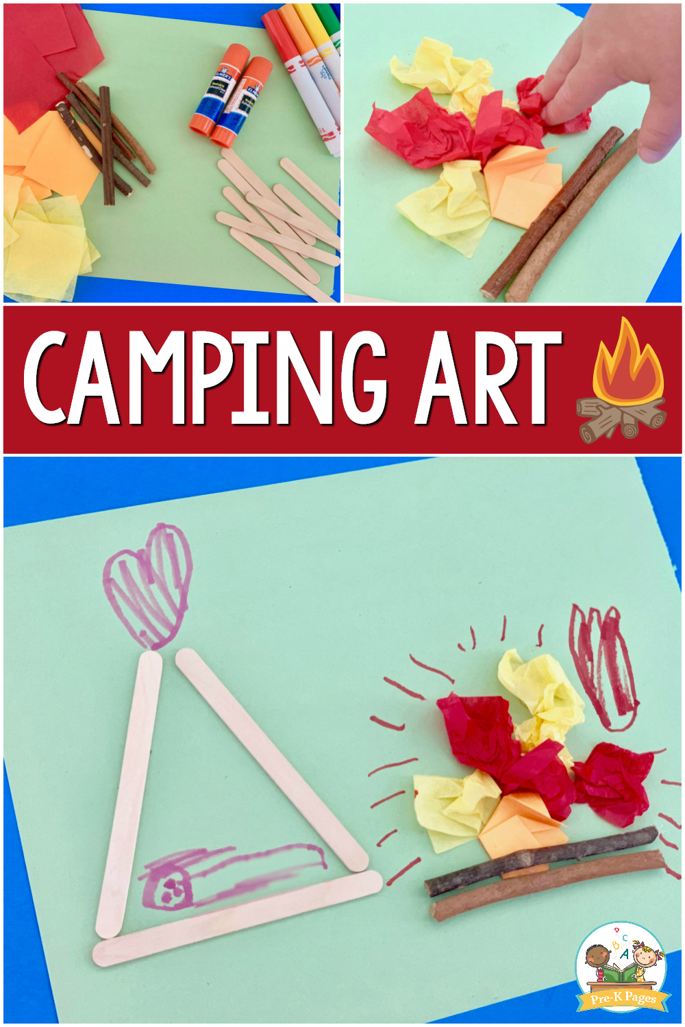 Camping Scene Process Art Activity For Preschoolers Pre K Pages