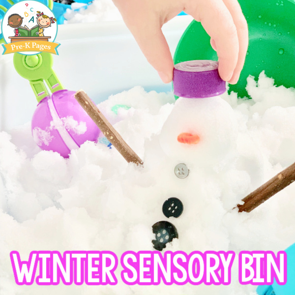 Winter Sensory Bin with Real Snow