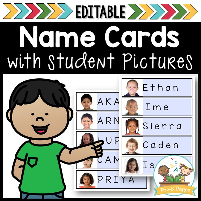 Free Editable Name Cards With Picture Pre K Pages