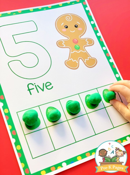 Gingerbread Play Dough Counting Mats - Pre-K Pages