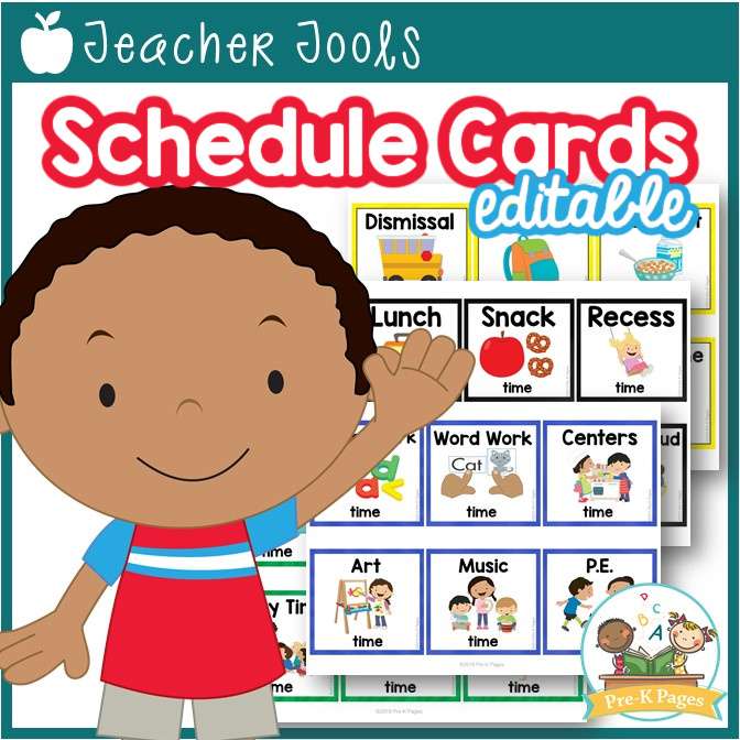Editable Picture Schedule Cards with Times